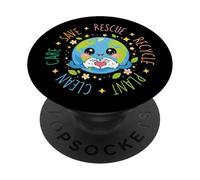 Save Rescue Recycle Plant Clean Care - Climate Earth Day PopSockets PopGrip Adhésif