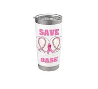 Save Second 2nd Base Funny Baseball Breast Cancer Awareness Gobelet isotherme en acier inoxydable double paroi