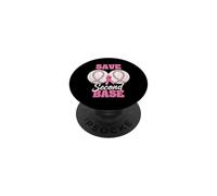 Save Second 2nd Base Funny Baseball Breast Cancer Awareness PopSockets PopGrip Adhésif