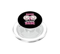 Save Second 2nd Base Funny Baseball Breast Cancer Awareness PopSockets PopGrip pour MagSafe