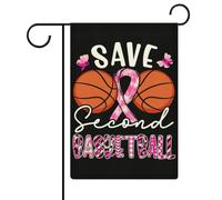 Save Second Basketball Ruban Rose Drapeaux de Jardin Drapeau Double Face Drapeaux de Vacances pour Décoration Extérieure 12,6X18,5 Pouces