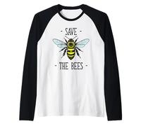 Save The Bees Bee Illustration Vintage Nature Lover Manche Raglan