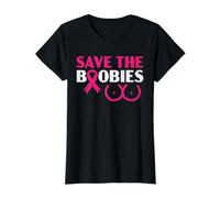 Save The Boobies Breast Cancer Support Squad T-Shirt Graphique avec Valeur, Femme, Noir, S