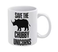 Save The Chubby Unicorn1 Tasse à café en céramique blanche de 325 ml avec poignée ergonomique en C et fond épais en porcelaine pour la maison, le bureau, la cuisine, cadeau fantaisie pour amis