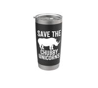 Save The Chubby Unicorns Funny Rhino Animal Right Dire Gobelet isotherme en acier inoxydable double paroi