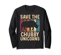 Save The Chubby Unicorns Funny Rhino Animal Rights Manche Longue