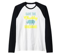 Save The Chubby Unicorns Funny Rhinoceros Animal Manche Raglan
