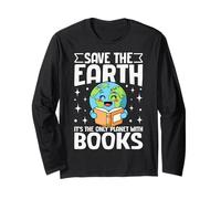 Save The Earth Books Lovers Reading Eco-Friendly Manche Longue