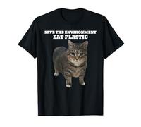 Save the Environment Eat Plastic Cat Meme T-Shirt