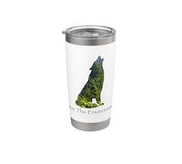 Save The Environment Wolf Silhouette respectueuse de l'environnement. Gobelet isotherme en acier inoxydable double paroi