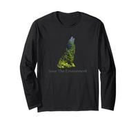 Save The Environment Wolf Silhouette respectueuse de l'environnement. Manche Longue