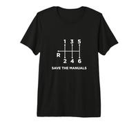 Save The Manuals 6 Vitesses Transmission H Pattern T-Shirt Haut de Gamme
