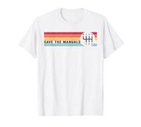 Save The Manuals Transmission Manuelle à 6 Vitesses avec Trois pédales T-Shirt Graphique avec Valeur, Homme, Blanc, S
