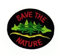 Save The Nature - Écusson brodé à repasser ou à coudre - Thermocollant - Pour vêtements - Protection de l'environnement - Dimensions : 8 x 6,8 cm