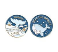Save The Ocean Épingles en émail Protégez la Terre Broche de dessin animé, Sauvez la planète environnementale Queue de baleine sur la mer Badges épinglettes de sac à dos, Métal, Pas de gemme
