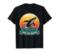 Save The Oceans T-Shirt Graphique rétro Baleine à Bosse T-Shirt Graphique avec Valeur