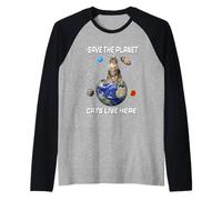Save The Planet Cats Live Here Funny Kitten Cat Lovers Manche Raglan