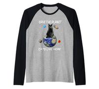 Save The Planet Cats Live Here Funny Kitten Cat Lovers Manche Raglan