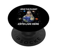 Save The Planet Cats Live Here Funny Kitten Cat Lovers PopSockets PopGrip Adhésif
