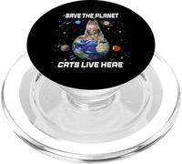Save The Planet Cats Live Here Funny Kitten Cat Lovers PopSockets PopGrip pour MagSafe