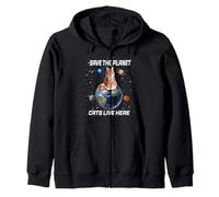 Save The Planet Cats Live Here Funny Kitten Cat Lovers Sweat à Capuche