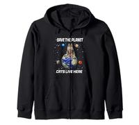 Save The Planet Cats Live Here Funny Kitten Cat Lovers Sweat à Capuche