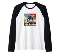 Save The Sea Pandas Orca Whale Rétro Vintage Ocean Wildlife Manche Raglan