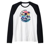 Save The Sea Pandas Orca Whale Rétro Vintage Ocean Wildlife Manche Raglan