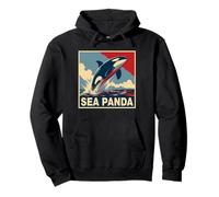 Save The Sea Pandas Orca Whale Rétro Vintage Ocean Wildlife Sweat à Capuche