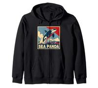 Save The Sea Pandas Orca Whale Rétro Vintage Ocean Wildlife Sweat à Capuche
