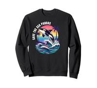 Save The Sea Pandas Orca Whale Rétro Vintage Ocean Wildlife Sweatshirt