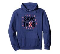 Save The Tatas Breast Cancer Awareness Ruban Rose Octobre Sweat à Capuche, Unisexe pour Adultes, Bleu Marine, M
