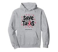 Save The Tatas Breast Cancer Awareness Ruban Rose Octobre Sweat à Capuche, Unisexe pour Adultes, Gris Chiné, XXL