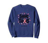 Save The Tatas Breast Cancer Awareness Ruban Rose Octobre Sweatshirt, Unisexe pour Adultes, Bleu Marine, L