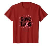 Save The Tatas Breast Cancer Awareness Ruban Rose Octobre T-Shirt, Enfant, Canneberge, 10 Ans