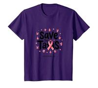 Save The Tatas Breast Cancer Awareness Ruban Rose Octobre T-Shirt, Enfant, Violet, 8 Ans