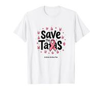 Save The Tatas Breast Cancer Awareness Ruban Rose Octobre T-Shirt, Homme, Blanc, S