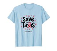 Save The Tatas Breast Cancer Awareness Ruban Rose Octobre T-Shirt, Homme, Bleu Céleste, XXL