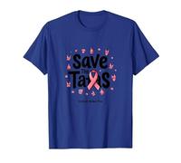 Save The Tatas Breast Cancer Awareness Ruban Rose Octobre T-Shirt, Homme, Bleu Royal, S