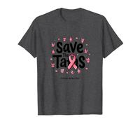 Save The Tatas Breast Cancer Awareness Ruban Rose Octobre T-Shirt, Homme, Chiné Foncé, M