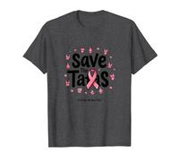 Save The Tatas Breast Cancer Awareness Ruban Rose Octobre T-Shirt, Homme, Chiné Foncé, XL