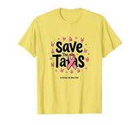 Save The Tatas Breast Cancer Awareness Ruban Rose Octobre T-Shirt, Homme, Citron, M