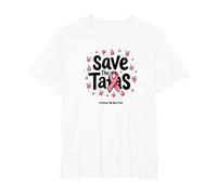 Save The Tatas Breast Cancer Awareness Ruban Rose Octobre T-Shirt, Homme Grandes Tailles, Blanc, 2X Tall