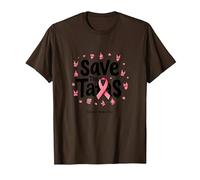 Save The Tatas Breast Cancer Awareness Ruban Rose Octobre T-Shirt, Homme, Marron, 3XL