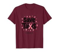 Save The Tatas Breast Cancer Awareness Ruban Rose Octobre T-Shirt, Homme, Marron, M