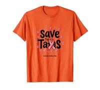 Save The Tatas Breast Cancer Awareness Ruban Rose Octobre T-Shirt, Homme, Orange, 3XL