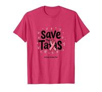 Save The Tatas Breast Cancer Awareness Ruban Rose Octobre T-Shirt, Homme, Rouge chiné, XL
