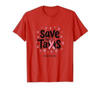 Save The Tatas Breast Cancer Awareness Ruban Rose Octobre T-Shirt, Homme, Rouge, M
