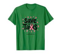 Save The Tatas Breast Cancer Awareness Ruban Rose Octobre T-Shirt, Homme, Vert Kelly, S