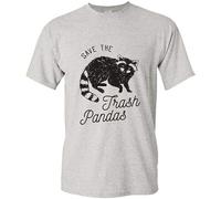 Save The Trash Pandas Basic Cotton T-Shirt Tees Shirt for Men Grey M